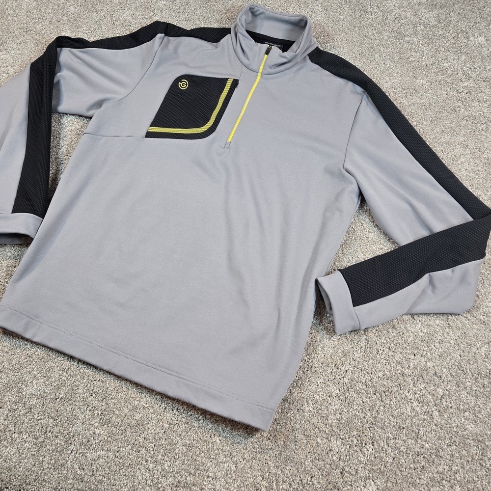 Galvin Green Daxton Insula Golf Shirt Mens XL Quarter Zip Gray Black Yellow